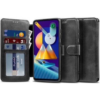 Samsung Galaxy M23 5G SM-M236B, Oldalra nyíló tok, stand, mágnes csattal, TP Wallett, fekete