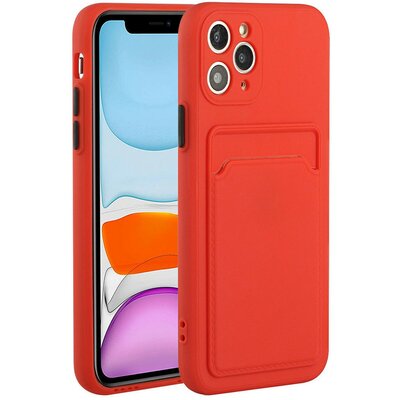 Xiaomi Redmi K40S 5G / Poco F4 5G, Szilikon tok, kártyatartóval, Wooze Card Slot, piros