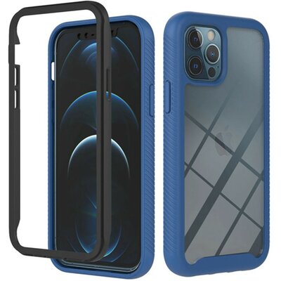 Samsung Galaxy A73 5G SM-A736B, Szilikon hátlap és műanyag előlapi tok, elő- és hátlapi üveggel, közepsen ütésálló, Wooze Power Case, fekete/kék