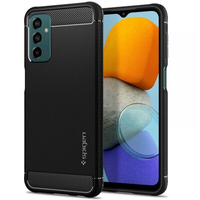 Samsung Galaxy M23 5G SM-M236B, Szilikon tok, Spigen Rugged Armor, karbon minta, fekete