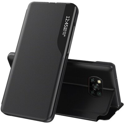 Samsung Galaxy M33 5G SM-M336B, Oldalra nyíló tok, stand, hívás mutatóval, Wooze FashionBook, fekete