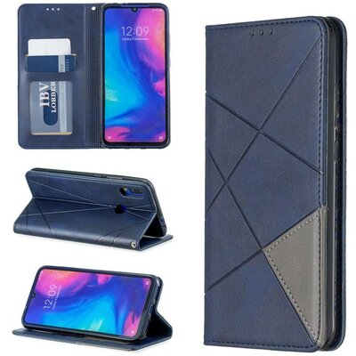 Samsung Galaxy M53 5G SM-M536B, Oldalra nyíló tok, stand, geometria minta, Wooze DesignBook, kék