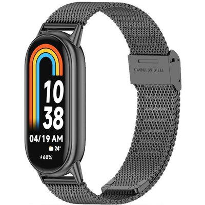 Xiaomi Mi Smart Band 8, fém pótszíj, milánói stílus, TP MilaneseBand, fekete