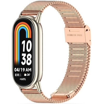 Xiaomi Mi Smart Band 8, fém pótszíj, milánói stílus, TP MilaneseBand, vörösarany