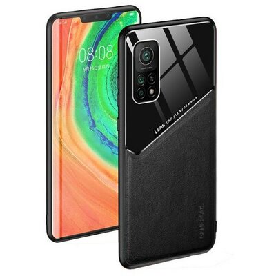 Huawei P50 / P50E, Szilikon tok, bőr és plexi hátlap, közepesen ütésálló, mágneses tartóval kompatibilis, Wooze Texture, fekete