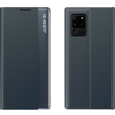 Xiaomi Redmi Note 9T 5G, Oldalra nyíló tok, stand, hívás mutatóval, vékony csíkban, Wooze Look Inside, sötétkék