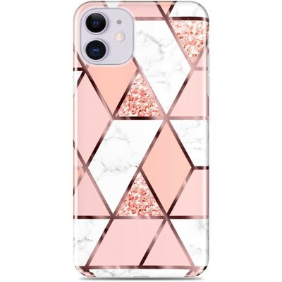 Samsung Galaxy A42 5G / M42 5G SM-A426B / M426B, Szilikon tok, sokszöges márvány minta, Wooze Geometric Marble, színes/rózsaszín