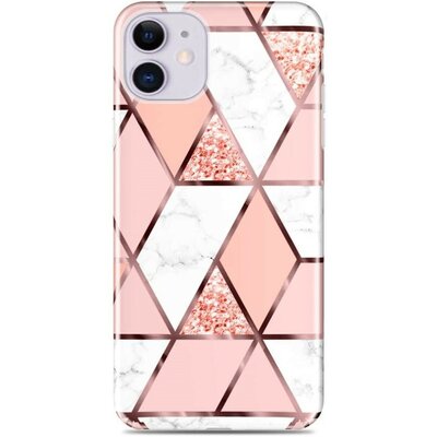 Huawei Mate 30 / 30 5G, Szilikon tok, sokszöges márvány minta, Wooze Geometric Marble, színes/rózsaszín
