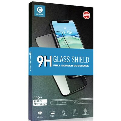 Oppo F15, Kijelzővédő fólia, ütésálló fólia (az íves részre is!), Tempered Glass (edzett üveg), Full Glue, Mocolo, fekete