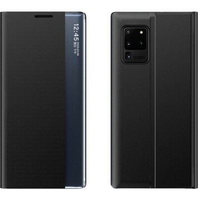 Huawei P40, Oldalra nyíló tok, stand, hívás mutatóval, vékony csíkban, Wooze Look Inside, fekete