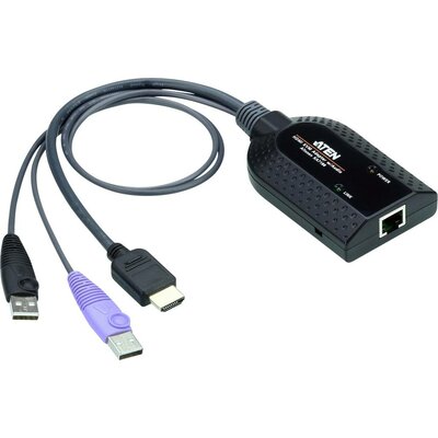 ATEN KVM, Számítógép KVM adapterkábel [1x HDMI dugó, USB-A - 1x RJ45 alj] 0.20 m Fekete