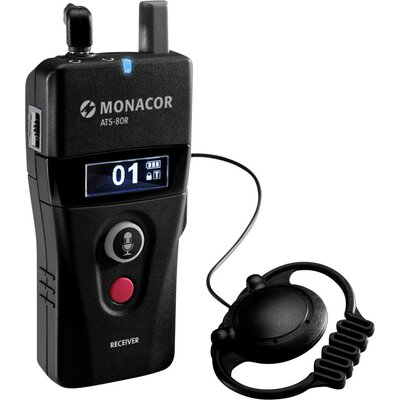 Monacor ATS-80R Kézi Mikrofon vevő Átviteli mód:Digitális Csíptetővel Fejhallgató (3.5 mm jack) Digitális