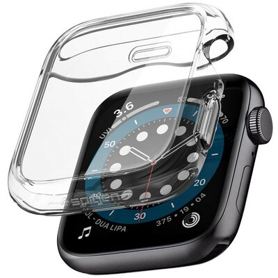 Apple Watch 4-6, SE (44mm), Szilikon védőkeret, ütésálló, szíj nélkül, Spigen Ultra Hybrid, átlátszó