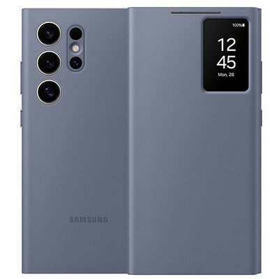 Samsung Galaxy S24 Ultra SM-S928, Oldalra nyíló tok, hívás mutatóval, kártyatartóval, Smart View Wallet, lila, gyári