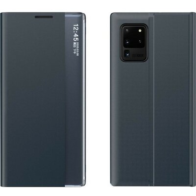 Samsung Galaxy A02 SM-A022F, Oldalra nyíló tok, stand, hívás mutatóval, vékony csíkban, Wooze Look Inside, sötétkék
