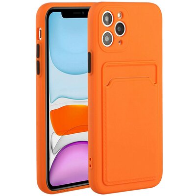 Huawei P50 / P50E, Szilikon tok, kártyatartóval, Wooze Card Slot, narancssárga