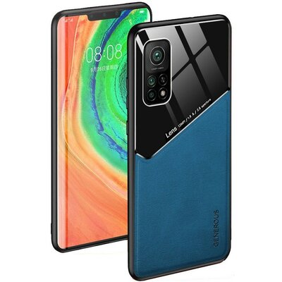 Huawei Honor V40 5G, Szilikon tok, bőr és plexi hátlap, közepesen ütésálló, mágneses tartóval kompatibilis, Wooze Texture, kék