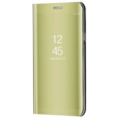 LG K52 / K62, Oldalra nyíló tok, hívás mutatóval, Smart View Cover, arany (utángyártott)