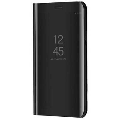 LG K52 / K62, Oldalra nyíló tok, hívás mutatóval, Smart View Cover, fekete (utángyártott)