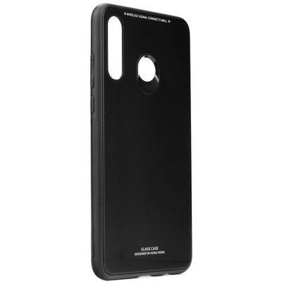 Huawei Y5p / Honor 9S, Szilikon védőkeret, üveg hátlap, Glass Case, fekete