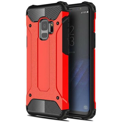 Huawei P Smart (2020), Műanyag hátlap védőtok, Defender, fémhatású, piros