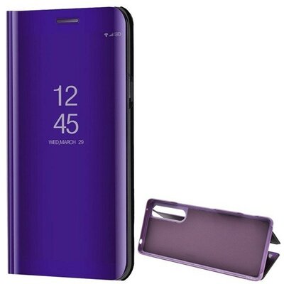 Sony Xperia 1 II, Oldalra nyíló tok, hívás mutatóval, Smart View Cover, lila (utángyártott)