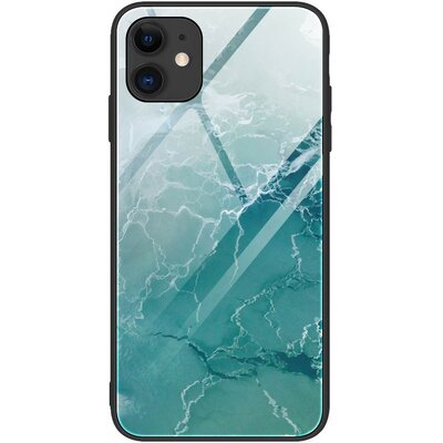 Apple iPhone XS Max, Szilikon védőkeret, edzett üveg hátlap, márvány minta, Wooze FutureCover, világoszöld