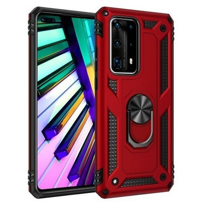 Xiaomi Redmi K30 / K30 5G / Poco X2, Műanyag hátlap védőtok, közepesen ütésálló, szilikon belső, telefontartó gyűrű, Defender, piros