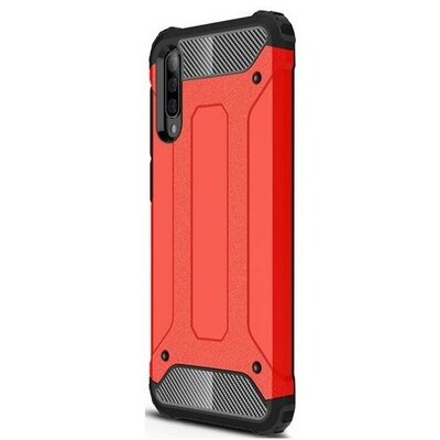 Huawei Mate 30 Lite, Műanyag hátlap védőtok, Defender, fémhatású, piros