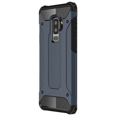 Motorola One Vision / P50, Műanyag hátlap védőtok, Defender, fémhatású, sötétkék