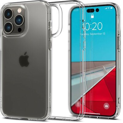 Apple iPhone 14 Pro Max, Műanyag hátlap védőtok + szilikon keret, Spigen Ultra Hybrid Matte, áttetsző