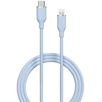 USB Type-C töltő- és adatkábel, Lightning, 120 cm, 3000 mA, 27W, gyorstöltés, PD, Devia Jelly, EC631, világoskék