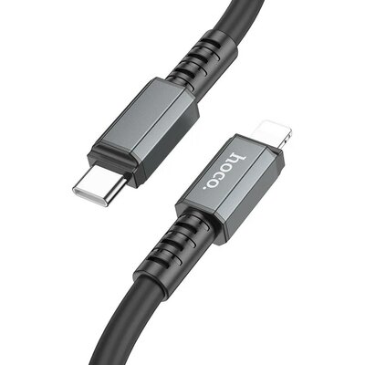 USB Type-C töltő- és adatkábel, Lightning, 100cm, 20W, gyorstöltés, PD, Hoco X85 Strength, fekete