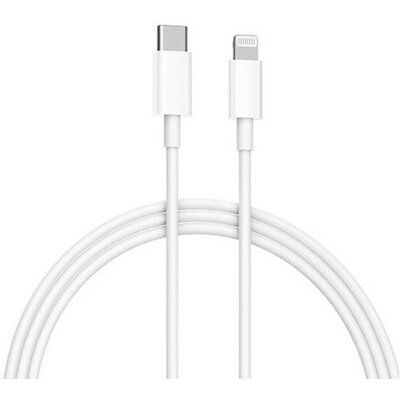 USB Type-C töltő- és adatkábel, Lightning, 100 cm, 3000 mA, gyorstöltés, MFI engedélyes, Xiaomi, fehér, gyári