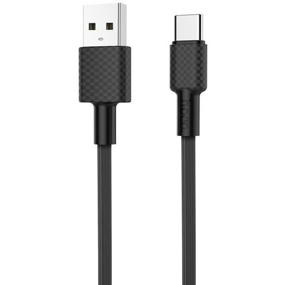 USB töltő- és adatkábel, USB Type-C, 100 cm, 2000 mA, törésgátlóval, gyorstöltés, karbon minta, Hoco X29 Superior, fekete