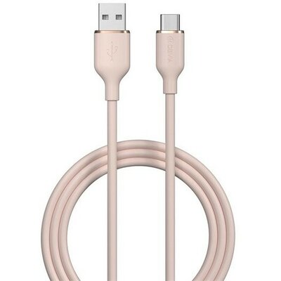 USB töltő- és adatkábel, USB Type-C, 120 cm, 2400 mA, gyorstöltés, Devia Jelly, EC629, rózsaszín