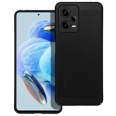 Xiaomi Redmi Note 12 5G / Poco X5 5G, Műanyag hátlap védőtok, légáteresztő, lyukacsos minta, Breezy, fekete