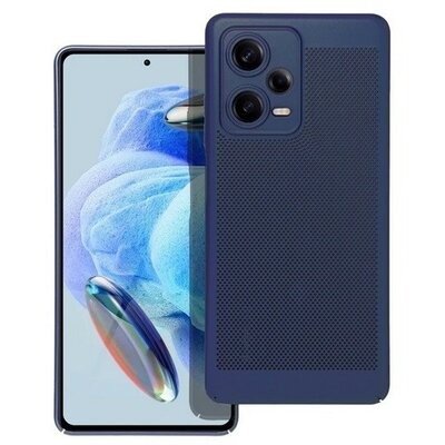 Xiaomi Redmi Note 12 5G / Poco X5 5G, Műanyag hátlap védőtok, légáteresztő, lyukacsos minta, Breezy, sötétkék