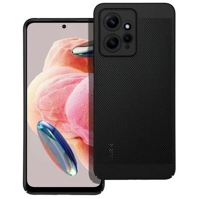 Xiaomi Redmi Note 12 4G, Műanyag hátlap védőtok, légáteresztő, lyukacsos minta, Breezy, fekete