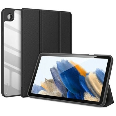 Samsung Galaxy Tab A9 (8.7) SM-X110 / X115, mappa tok, Trifold, légpárnás sarok, közepesen ütésálló, átlátszó hátlap, Dux Ducis Toby, fekete