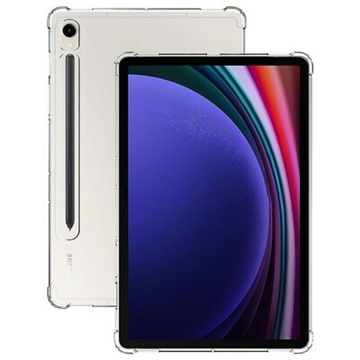 Samsung Galaxy Tab S9 11.0 SM-X710 / X716B, Szilikon tok, közepesen ütésálló, légpárnás sarok, érintőceruza tartóval, átlátszó