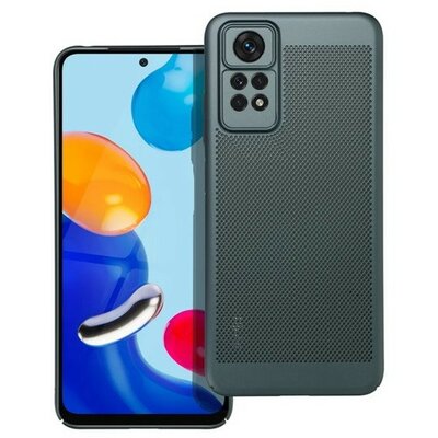 Xiaomi Redmi Note 11 / Note 11S, Műanyag hátlap védőtok, légáteresztő, lyukacsos minta, Breezy, sötétzöld