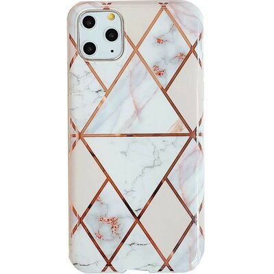 Huawei P30 Lite, Szilikon tok, sokszöges márvány minta, Wooze Geometric Marble, színes/fehér