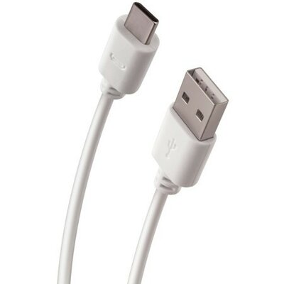 USB töltő- és adatkábel, USB Type-C, 100 cm, fehér 2A