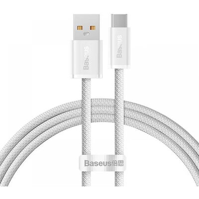 USB töltő- és adatkábel, USB Type-C, 100 cm, 6000 mA, 100W, gyorstöltés, cipőfűző minta, Baseus Dynamic, CALD000602, fehér