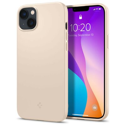 Apple iPhone 14 Plus, Műanyag hátlap védőtok, Spigen Thin Fit, homok-beige