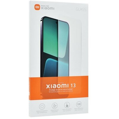 Xiaomi 13, Kijelzővédő fólia, ütésálló fólia (az íves részre NEM hajlik rá!), Tempered Glass (edzett üveg), Clear, gyári