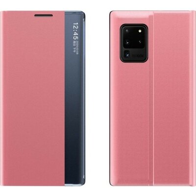 Samsung Galaxy S22 Plus 5G SM-S906, Oldalra nyíló tok, stand, hívás mutatóval, vékony csíkban, Wooze Look Inside, rózsaszín