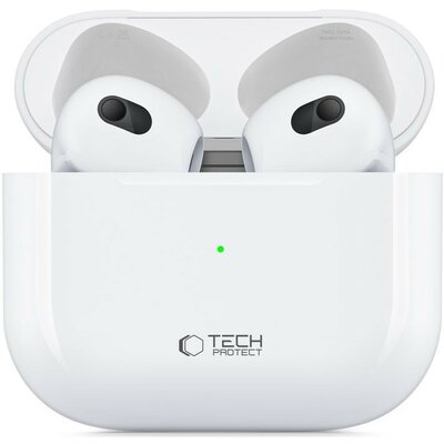 Bluetooth sztereó fülhallgató, TWS, töltőtok, zajszűrővel, érintés vezérlés, vízálló, TP Ultraboost Core, fehér