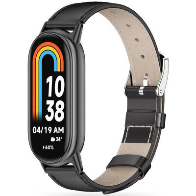 Xiaomi Mi Smart Band 8, bőr pótszíj, állítható, TP LeatherFit, fekete